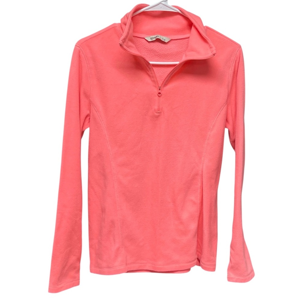 Old Navy Pink Fleece Long Sleeve Quarter Zip Pull Over Shirt Women’s Size Medium